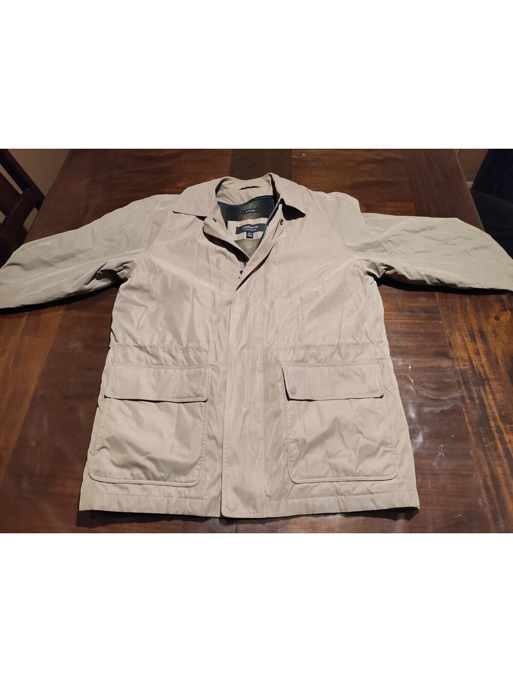 Claiborne Outerwear Polyester Brown Jacket Men's Medium Full Zip Microfiber M